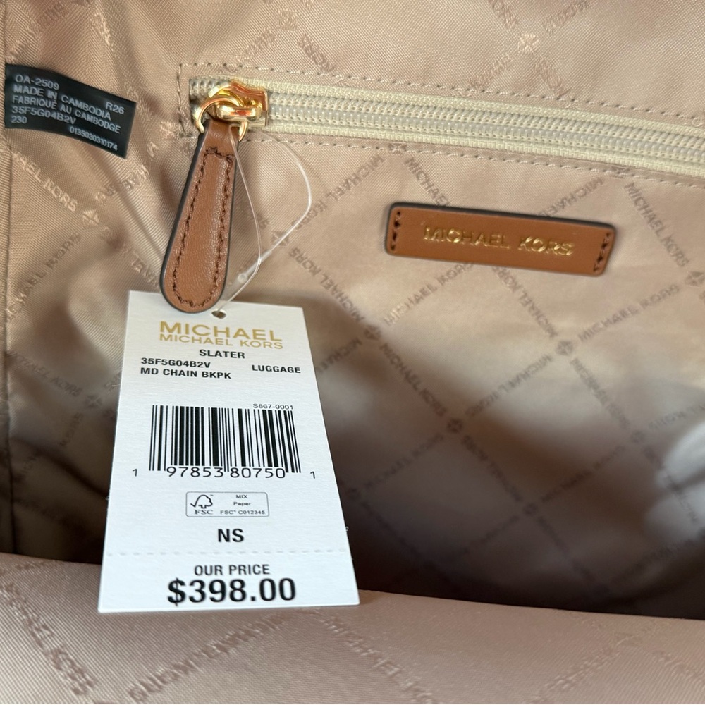 Michael Kors Slater Medium Backpack Brown - Picture 11 of 15